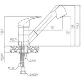 GO by Van Marcke Surf Keuken mengkraan - eengreep - uittrekbare sproeier - waterbesparend - mobiele bek - keramische schijven - flexibele slangen - bevestigingsset 81018-14A