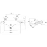 Nemo Go Isiflow Thermostatische Bad Douche - mengkraan - waterbesparend - hartafstand 15cm - veiligheidsblokkering - keramische schijven - rozetten - S koppelingen