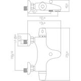 Nemo Go Surf badmengkraan thermostatisch veiligheidsblokkering hartafstand 15 cm keramische schijven inclusief rozetten en Skoppelingen chroom