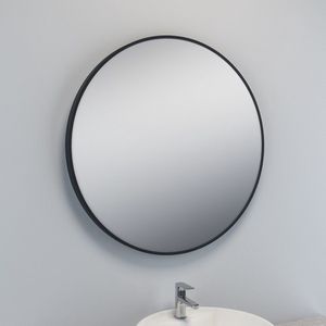 Ronde Wandspiegel Van Marcke Circolare 60x60 cm Glas En Zwart Metalen Kader