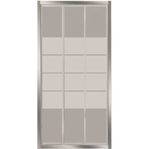 Nisdeur vm go avis 80x185 cm schuifdeur 4mm veiligheidsglas met stroken chroom