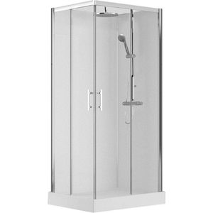 Nemo Spring Vidrio douchecabine - 100x80cm - 2 schuifdeuren - met regendouche - veiligheidsglas chroom VMVA100DT-1B