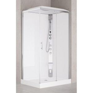 Nemo Spring Vidrio Hammam douchecabine 120x90cm rechts met schuifdeur en vaste wanden in veiligheidsglas met jets thermostatische douchekraan VMV2P290DT5-1B