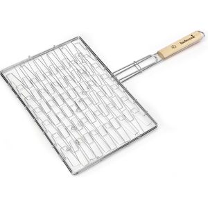 Barbecook - BBQ klemrooster - Barebecue Rooster rechthoek - Elastische BBQ grill - L410 x D290 x H20 mm (Grillopperv.) - Staal - Chroom - Met handvat