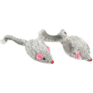 Flamingo - Kattenspeelgoed Kortharige Muis - Grijs - 5 x 5 x 2.5 cm - 12 stuks