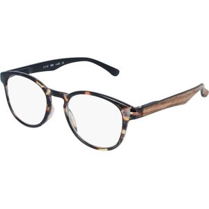 Silac - Schildpad & hout 7302 - Unisex leesbril - ronde lenzen - retro stijl schildpad frame - lichtgewicht, resistente en comfortabele lezers - dioptrieën +3,25 - voor dames en heren - bruin