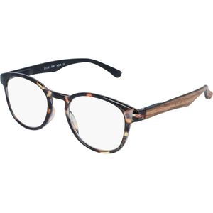 SILAC - Turtle & Wood 7302 - Uniseks leesbril - Ronde glazen - Retro stijl - Schildpadmontuur - Lichte, duurzame en comfortabele leesbril - Voor dames en heren -