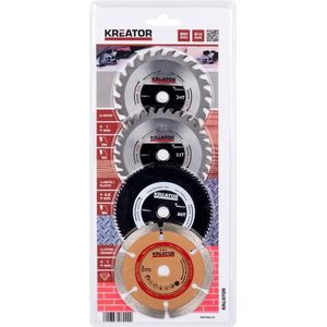 Kreator KRT090101 Set van 4 cirkelzaagbladen voor mini-cirkelzaag - Ø89 mm