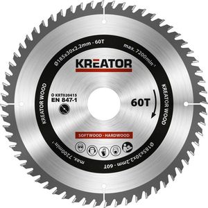 Kreator KRT020415 Cirkelzaagblad - Hout - 185 mm - 60T