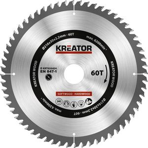 Kreator KRT020424 Zaagblad Hout 216 Mm - 60T