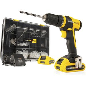 Powerplus Accu klopboormachine POWXB10070 - 3 in 1: boren hamerboren en schroeven, 20 V boormachine, 30 Nm, Links en rechts schroeven, Incl. 2 accu's 1.5 Ah en 1 lader, 362 accessoires