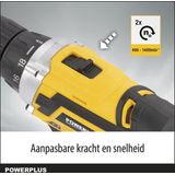 Powerplus Accu schroevendraaier POWX00501, 20 V accuboormachine, 35 Nm Max, 18 koppelstanden, met LED verlichting, incl. 3 x 1300 mAh mAh lithium batterij, lader en bitset met 12 bits