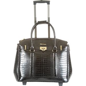 Olivia Lauren Laptoptrolley Dames / Businesstrolley - 17 inch - Kunstleer - Krokodillenprint - Jackson - Zwart Croco