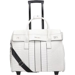 Olivia Lauren - Bianca - Business Trolley - Croco Wit - PU Imitatie Leer - 33 Liter
