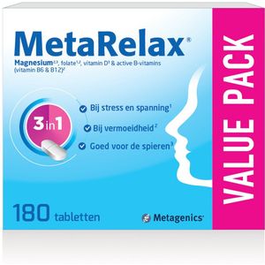 MetaRelax Magnesium Tabletten - Bij Stress & Spanning - 180 Tabletten
