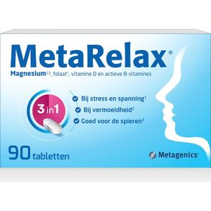 MetaRelax Magnesium Tabletten Vermoeidheid, goed voor de spieren, stressmomenten 90 tabletten