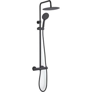 Regendoucheset Go by van Marcke Cocoon Black Opbouw incl Handdouche Doucheslang en Thermostaatkraan Mat Zwart