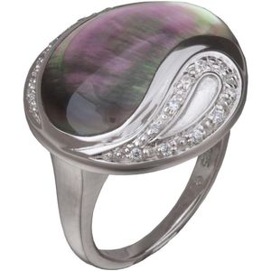 Alvina Damesring, 925 sterling zilver, zirkonia, DE 52, parelmoer, Zirkonia
