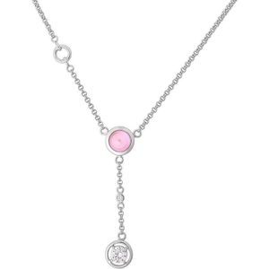Orphelia Ketting Pink & White Zirconium Sterling Zilver 925 Zk-2750