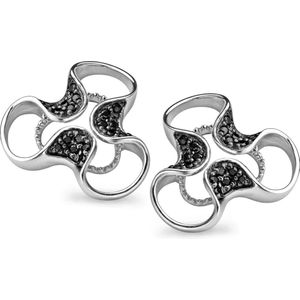 Orphelia Oorbel Flower Black Zirconium Sterling Zilver 925