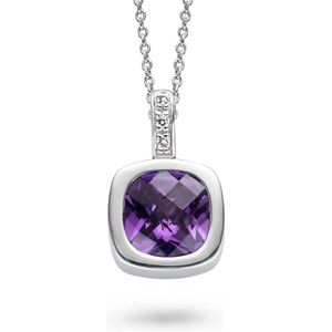 Orphelia Hanger + Ketting Carree Amethyst Zirconium ZH-4645