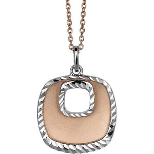 Orphelia Hanger + Ketting Rechthoekig Bicolor Satin Diamond Cut ZH-4810