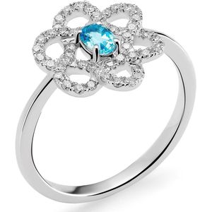 Orphelia RD-3212/50 - Ring - 18 Karaat Witgoud - Diamant 0.24 ct / Topaas 0.15 ct