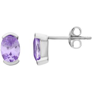 Orphelia Oorbel Oval Lavendel Sterling Zilver 925