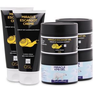 QSL | Miracle Escargot - Nr 1. Slakkenslijmgel 2 x 250 ml - Nr 1. Slakkenslijmcrème 2 x 200 ml - Spier en Gewrichtsgel Miracle KP8 2 x 250ml - Combi Deal