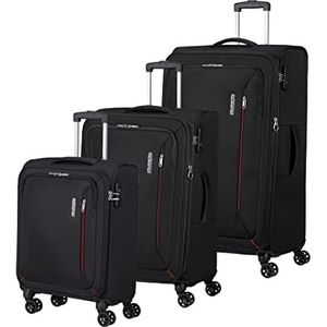 American Tourister Hyperspeed - Spinner - koffer, zwart (Jet Black), kofferset 3-delig, 3-delige set koffers, Zwart (Jet Black), Set van 3 koffers