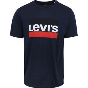 Levi's - T-shirt Logo - Donkerblauw - Katoen - Slim-fit