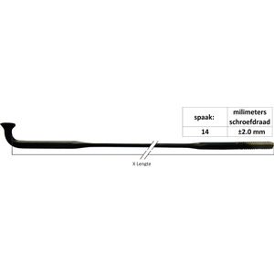 Sapim Spaak 14-222 CX-Ray plat zwart met nippel (20st)