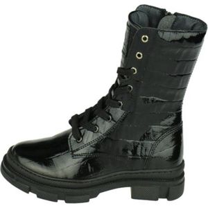 Little David - Jantine 1S - Enkellaarsjes - Zwart - Bikerboot met Veter- en Ritssluiting