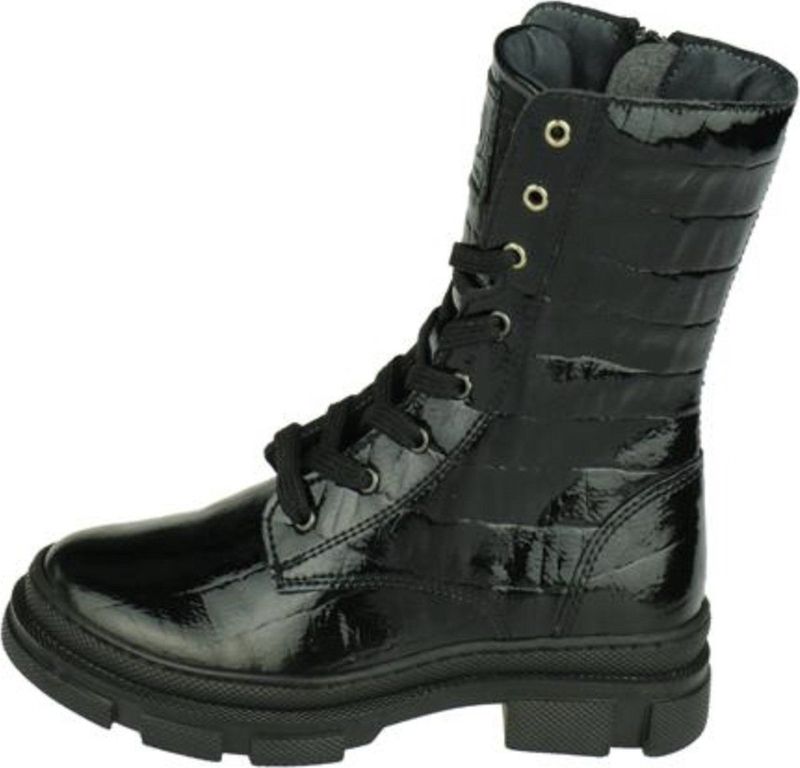 Little David - Jantine 1S - Enkellaarsjes - Zwart - Bikerboot met Veter- en Ritssluiting
