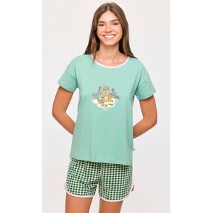 Woody - Pyjamaset - Muntgroen - Korte Broek - Dames - 10 Jaar