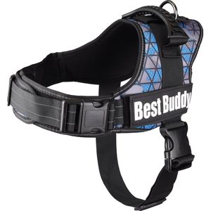 Flamingo Pluto Liberty - Harnas Honden - Harnas Best Buddy Pluto Blauw Camouflage Grid L 70-90cm 50mm - 1st - 122259 - 1st