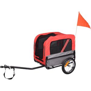 Flamingo Fietskar Romero – Rood/Grijs, 60 × 43 × 51 cm | Geschikt voor Fiets & E-bike - Duurzaam, betrouwbaar en stijlvol!