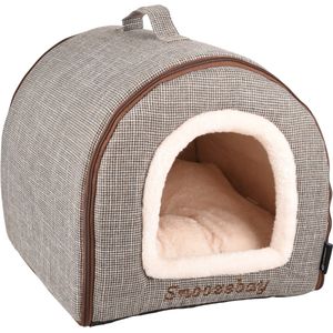 Flamingo Snoozebay - Slaapplaats Katten - Slaaplaats Snoozebay Huis + Rits Bruin 45x35x35cm - 1st - 126006 - 1st