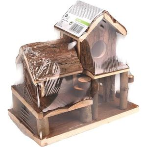 Swinsy - Knaagdierhuis - Schorshout - 2 Verdiepingen - 4 Openingen - Afneembaar Dak