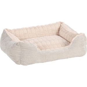 Flamingo Hondenbed Verona rechthoekig, beige, 65 x 50 x 20 cm, zacht, wasbaar op 30 °C, afneembare hoes, antislip onderkant