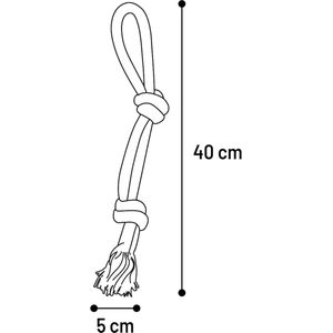 Flamingo Ringo Met 2 Knopen - Speelgoed Honden - Hs Katoen Ringo Trektuig 2 Knopen Grijs 40cm/15mm - 1st