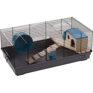 Kooi voor hamsters, Jang, zwart/grijs, 58 x 31,5 x 22,5 cm