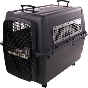 Reisbench hond – Autobench – Transportbox hond XXL 101x67x81 cm – Flamingo Transportkooi Lanta Donkergrijs