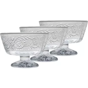 NORDIC SCHILLER Moderne ijsschalen van glas met voet 6-delige set 285ml, 100% LOODVRIJ glas dessertschalen, ijsglazen, dessertglazen met voet, Glass Ice Cream Cups, ijsglazen, ijsbekers