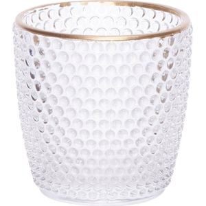 Theelichthouders/Waxinelichthouders Glas Bubbels Transparant 7,5 cm - Windlichtjes/Kaarsenhouders