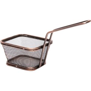 Patat/snack serveermandje/frietmandje antiek brons metaal L19 x B9 x H14 cm - Patatmandje/snackmandje