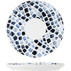 Cosy & Trendy Onderzetters van porselein, mozaïek, blauw, 15 cm, 6 stuks