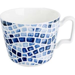 Cosy & Trendy Mosaic koffiemok, porselein, blauw, 20 cl, 6 stuks