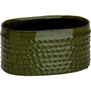 Plantenbak Glazed Embossed Dots Groen 22x13xh10,5cm Ovaal Aardewerk