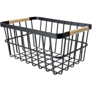 Cosy & Trendy Viggo Fruit-/ Broodmand Zwart - Metaal / Rubberwood - 30x20x(H)14cm